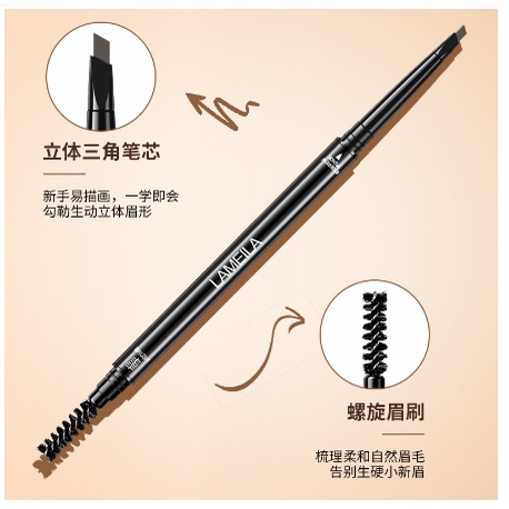 LAMEILA Pensil Alis Double Heads Eyebrow Pencil Long Lasting Waterproof 6 Warna 836