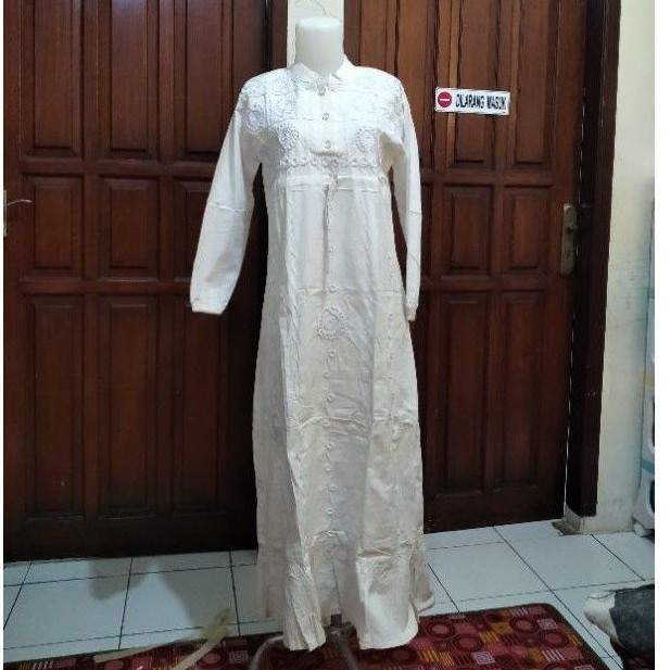 Gamis Putih Polos Bahan Katun