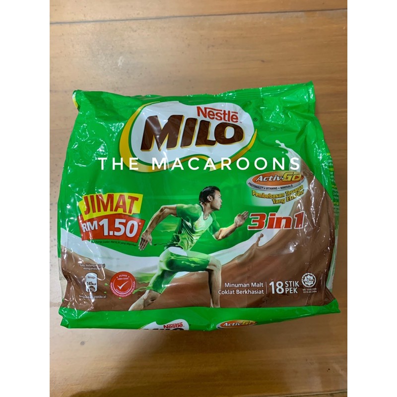 Milo Bubuk Sachet 3 in 1 Malaysia 18 Stik Activ-Go / Milo Powder - Minuman malt coklat berkhasiat