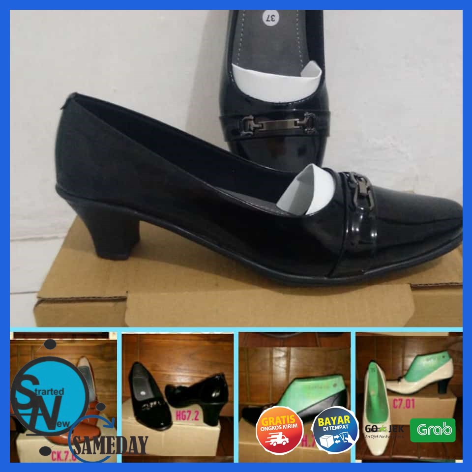 SEPATU  hitam  HILS GURU KERJA FORMAL PANTOPEL DINAS WANITA