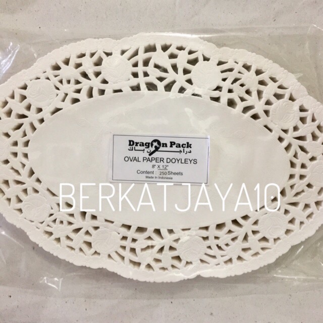 Paper Doilies PUTIH OVAL 8&quot;x12&quot; isi 250 pcs Kertas Doyleys Alas Renda OVAL 20x30 cm