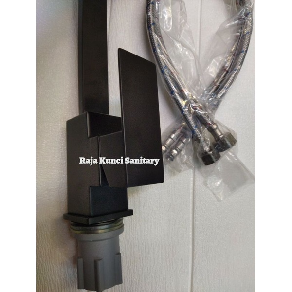 Kran Sink Mixer Panas Dingin Kotak Stainless Black/Kran Bak Cuci Piring Panas Dingin Kotak Hitam Black