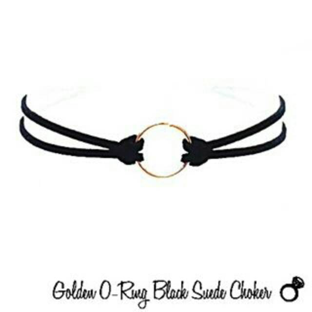 Golden O-Ring Black Suede Choker Necklace | Kalung Handmade Premium Collection