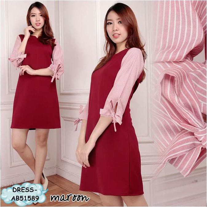 BARU Mini Dress Tunik Kerja Pesta Lengan Panjang Baju Katun Bangkok Import