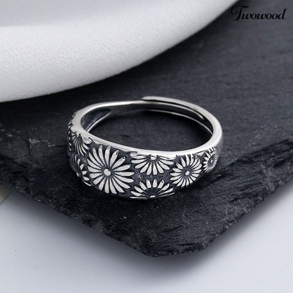 Cincin Adjustable Desain Chrysanthemum Gaya Vintage Untuk Pernikahan