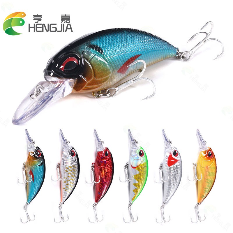 HENGJIA 1PCS Casting Crankbait Umpan Pancing 8cm 15.5g Fishing Bait 3D Eyes Swimbait Fishing Lure