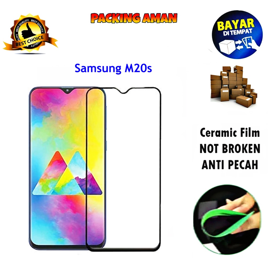 Tempered Glass Samsung Galaxy M20s FULL COVER FULL SCREEN Ceramic Film Anti Gores