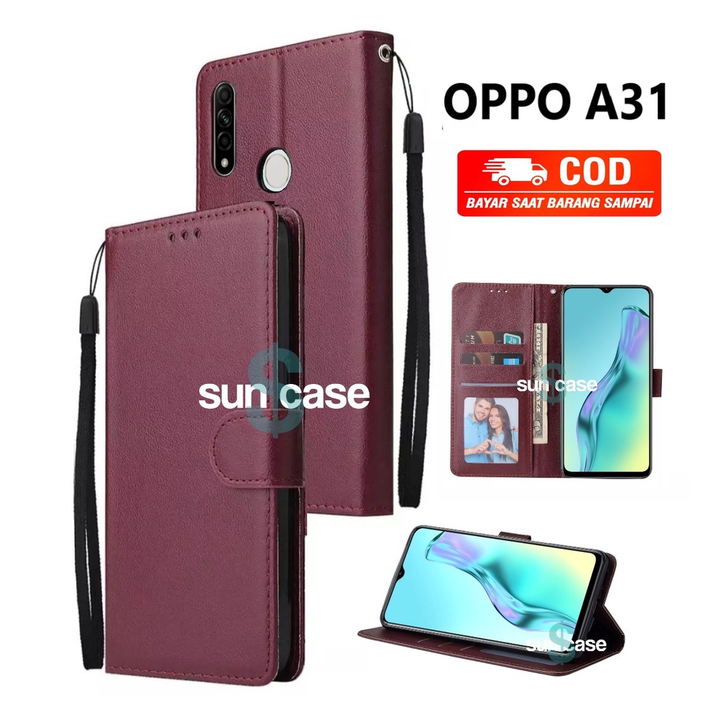 Casing Oppo A31 Model Flip Buka Tutup Case Kulit Ada Tempat Foto Dan Kartu Juga Tali Hp Flip Cover