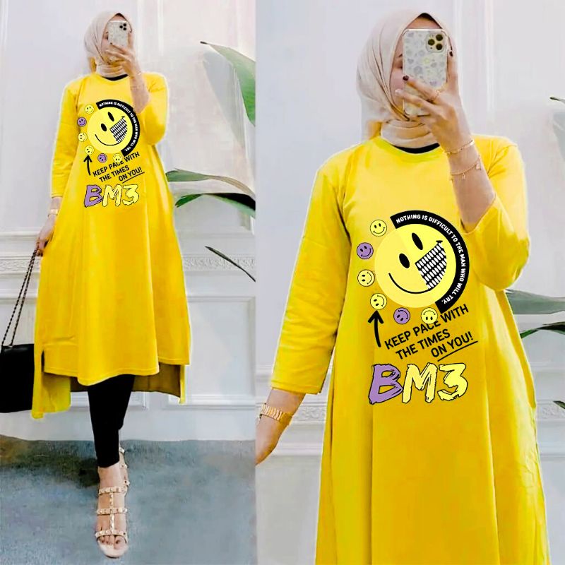 Busana Muslim Wanita Terbaru Yurika Midi Dress Jumbo Korean Style Outfit Wanita Kekinian Baju Lengan Panjang Wanita