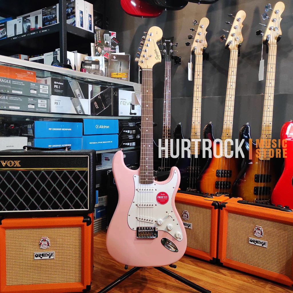 Squier FSR Affinity Stratocaster Electric Guitar Laurel FB, Shell Pink