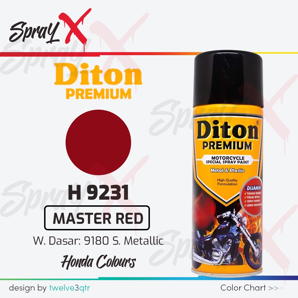 DITON PREMIUM HONDA MASTER RED H 9231 / MERAH METALIK #H9231 400ML - CAT SEMPROT