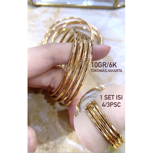 gelang emas asli Keroncong Shogun/6k/10 gram isi 4 (UK 17,18,19)