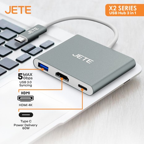Converter HDMI USB 3in1 JETE X2 - Converter Usb Type C | Tipe C Ke Usb 3.0 Hdmi - Garansi 2 Tahun