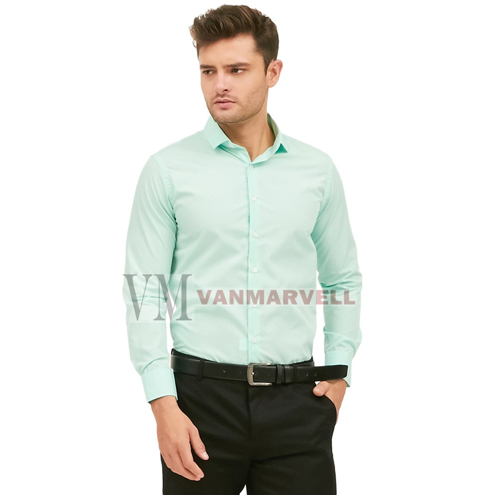 VM Kemeja Hijau Polos Panjang Slimfit