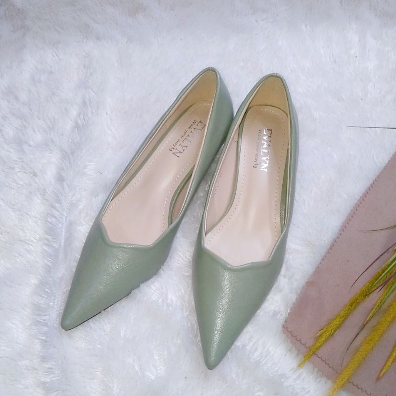 Sepatu Kerja Sepatu Wanita Pantofel Hijau Mint Ready Termurah