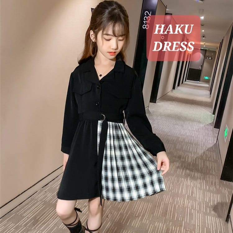 HAKU DRESS BLACK BAJU CASUAL ANAK CEWEK KOREA IMPORT REMAJA