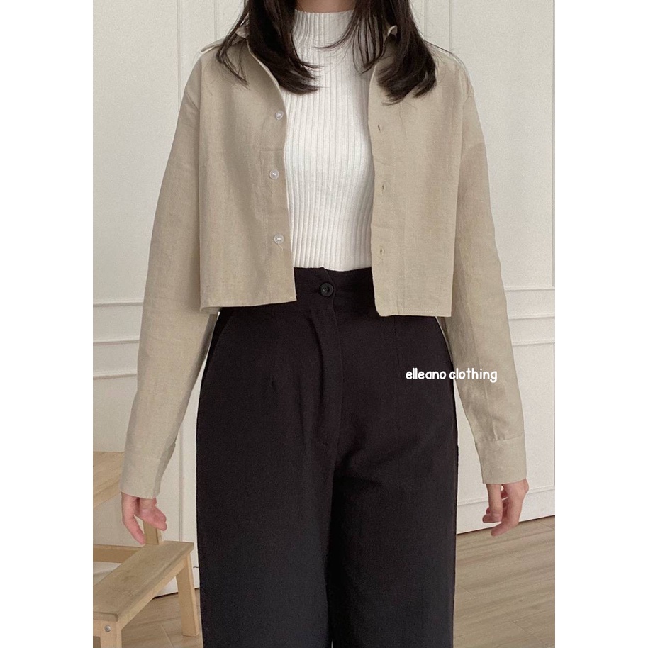 Kimmy Highwaist Cullote Pants  Wide Leg Linen Cullotes  Celana Panjang Linen Kulot Wanita-8