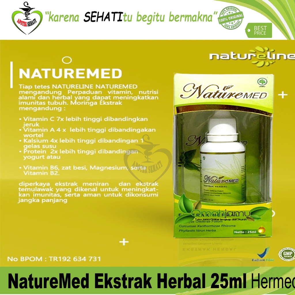 BPOM Naturemed 25ml Jamu Tetes Ekstrak Herbal Daya Tahan Tubuh  Asam Urat Hermed Nature Med