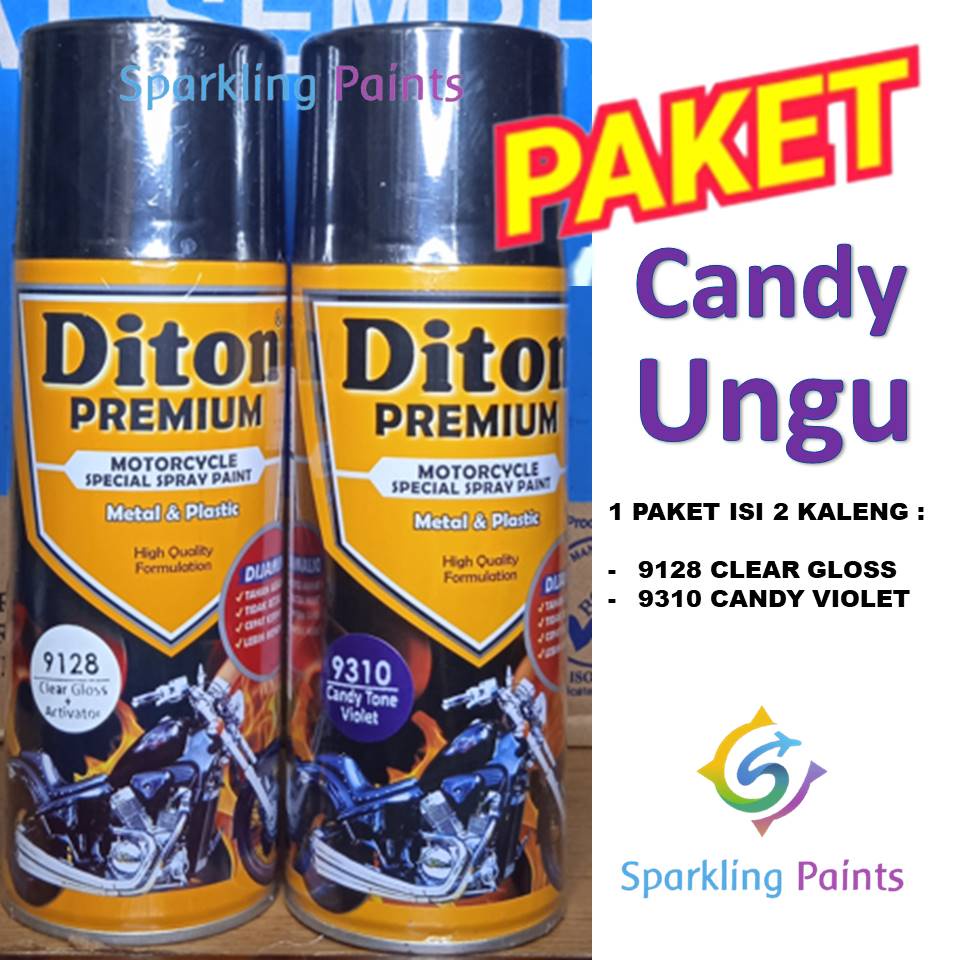 PAKET HEMAT 9310 Candy Tone Violet Cat Pilox Diton Premium 400ml kendi ungu motor mobil pylox