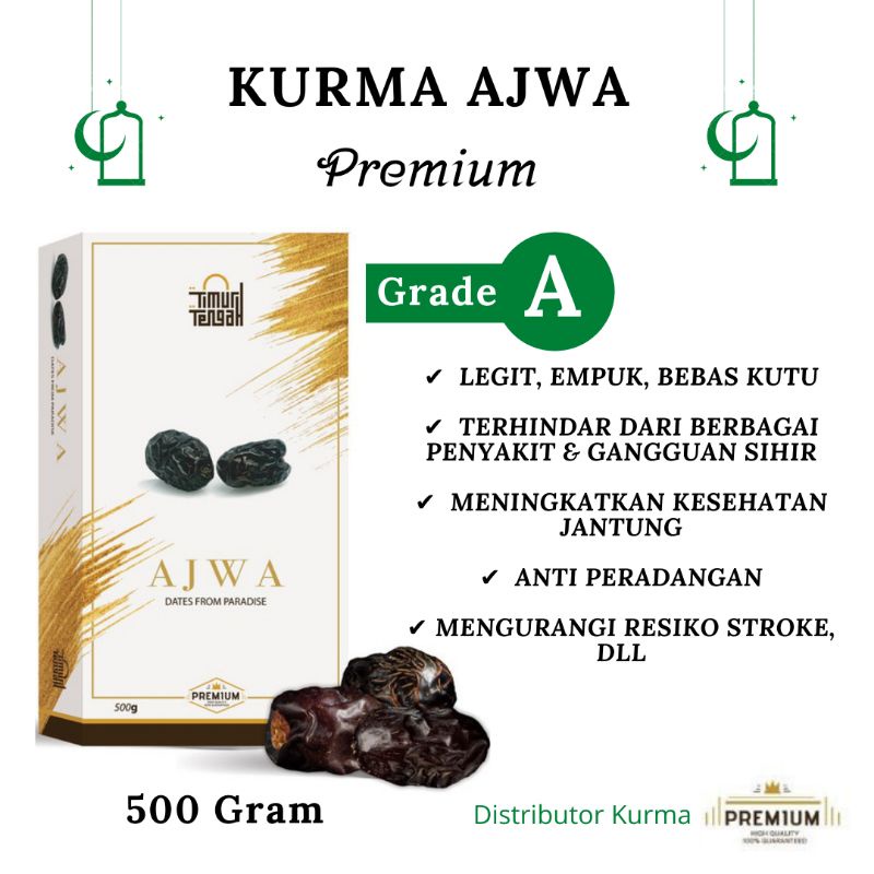 Kurma Ajwa 500 Gram Premium Timur Tengah Kurma Nabi Jumbo High Quality Asli Madinah Kurma Azwa 250gr kurma ajwa 7 butir