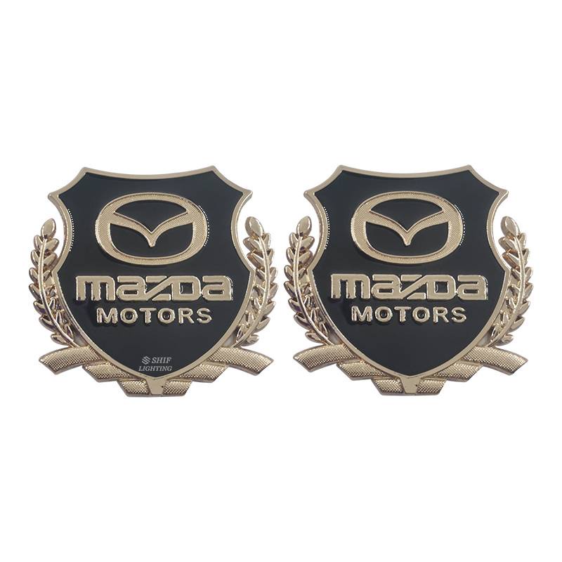 2 X Metal MAZDA MOTORS Logo Car Decorative Emblem Badge