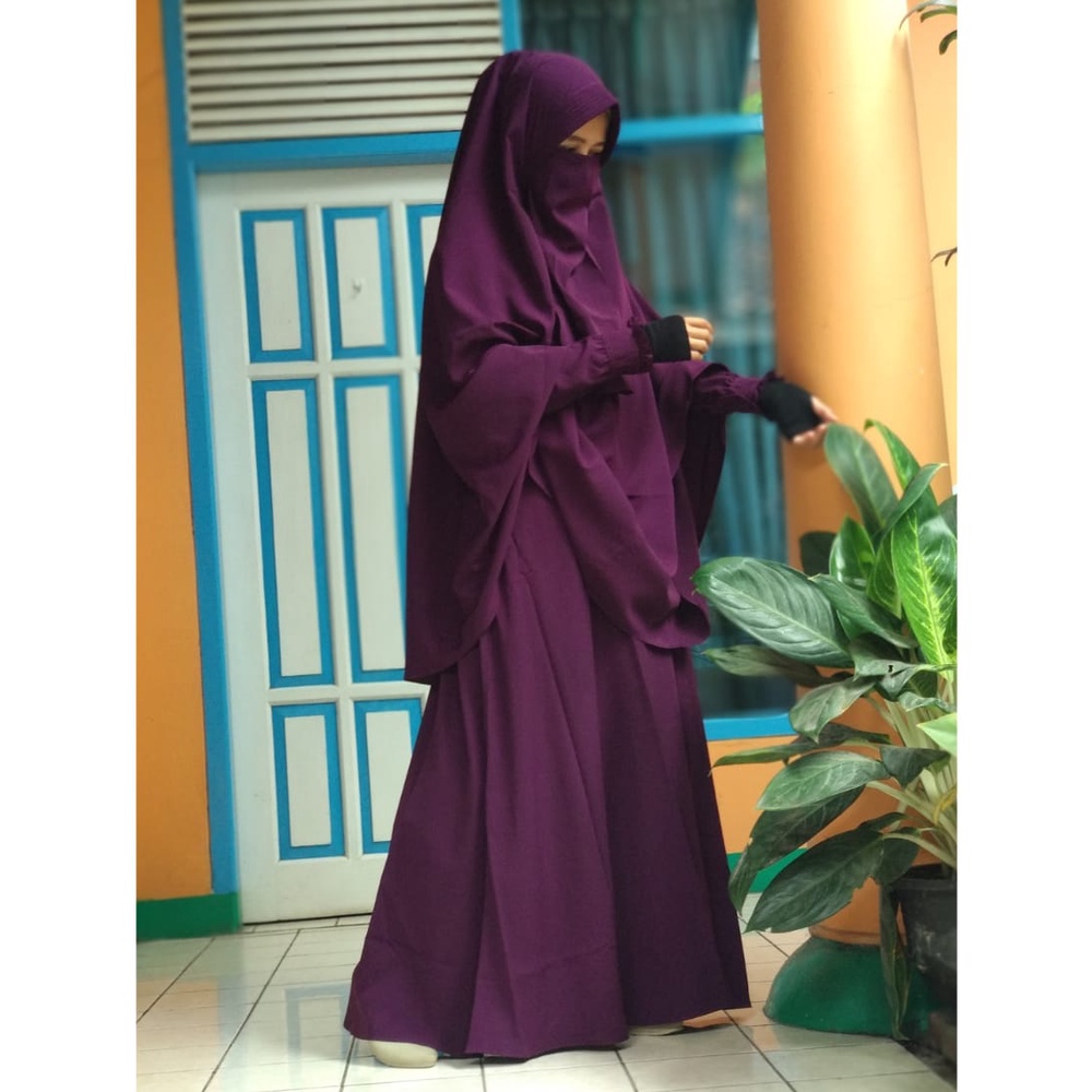 NIKMATI PRODUK INI Baju Gamis Syari Cadar Muslim Wanita Terbaru Wolfis Polos Busui Friendly NIKMATI