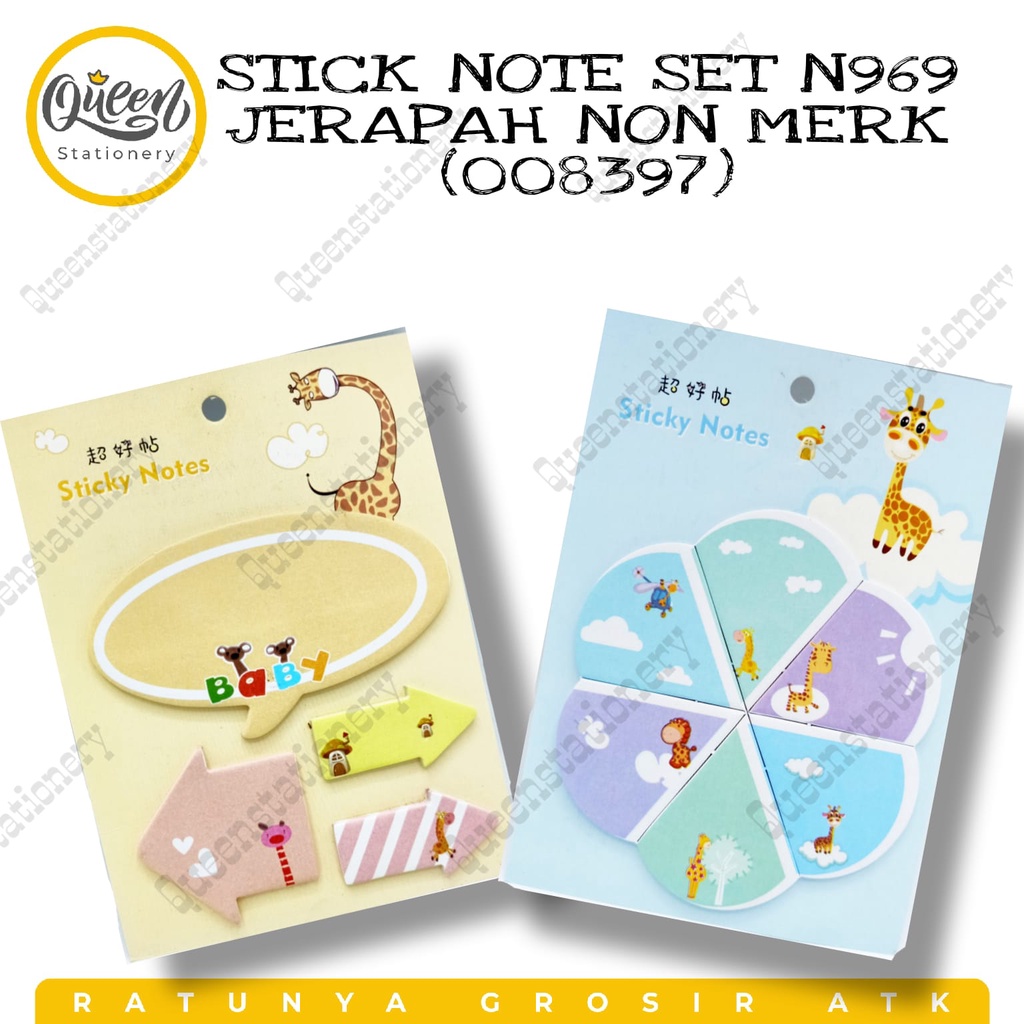 

STICK NOTE SET N969 JERAPAH NON MERK(008397)/PEMBATAS BUKU/MEMO LUCU