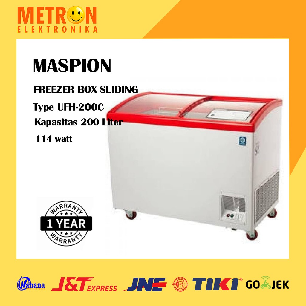 MASPION UFH 200C / FREEZER BOX SLIDING GLASS PINTU KACA 200 LITER / UFH200C