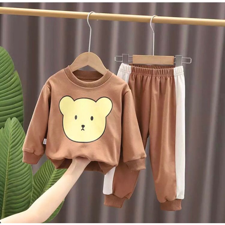 setelan sweater bayi anak laki-laki&amp; perempuan motif beruang teddy size 1-5 tahun UNISEX bahan babyterry termurah terlaris terbaru/ setelan sweater bayi anak laki-laki/ setelan sweater bayi anak perempuan/ setelan sweater bayi anak cewek