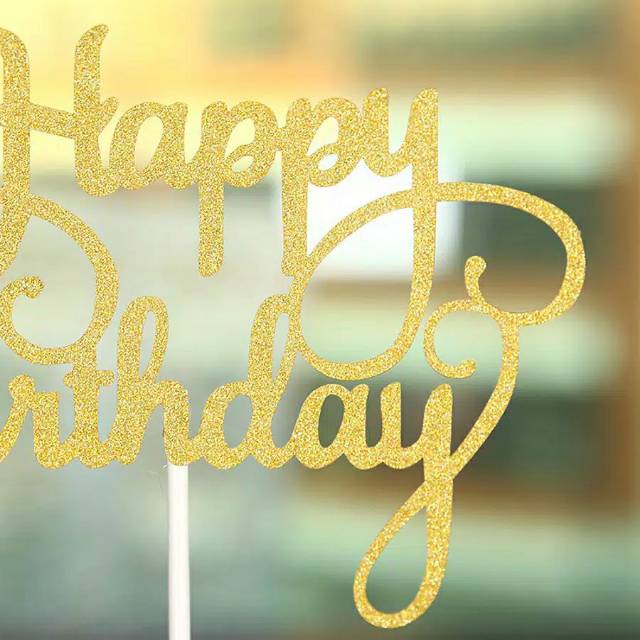 CAKE TOPPER HAPPY BIRTHDAY PAPER GLITTER / TOPPER CAKE HAPPY BIRTHDAY PAPER GLITER GOLD