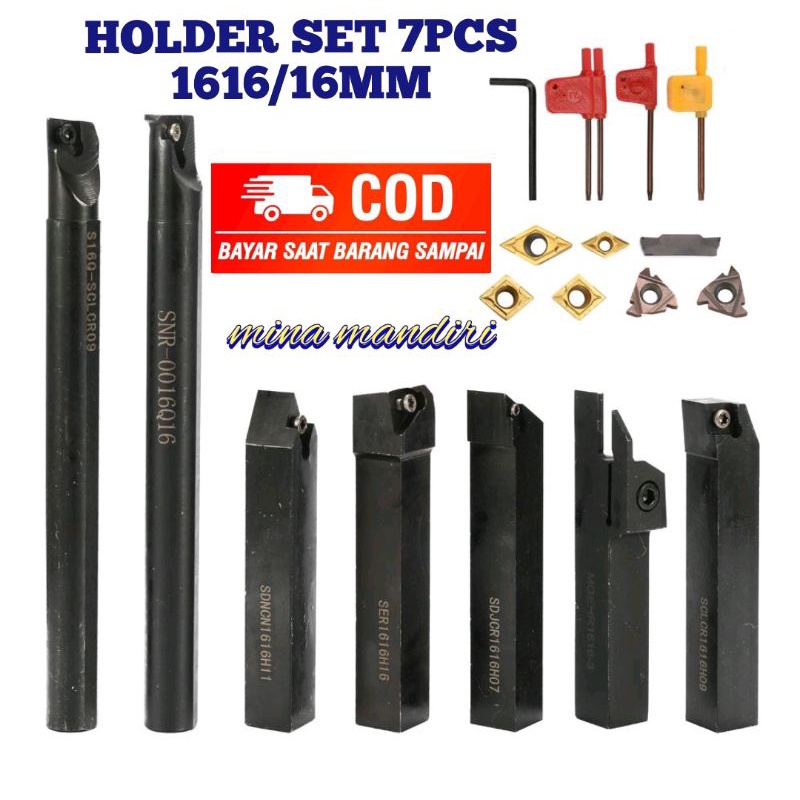 Holder Bubut Set Luar Dalam 1616 16mm For Mesin Bubut CQ6230/CO630 Set Insert Bubut 7pcs