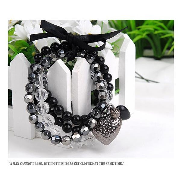 Gelang Fashion Bandul Hati Mutiara Hitam