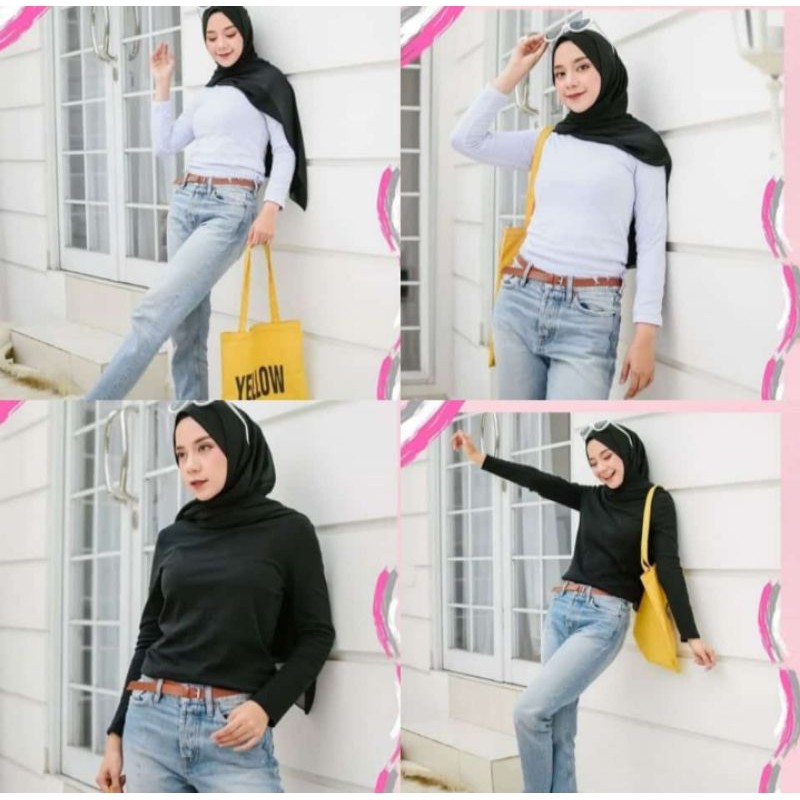 mansed lengan panjang | kaos lengan panjang polos wanita L XL - kaos daleman cew - atasan polos wani