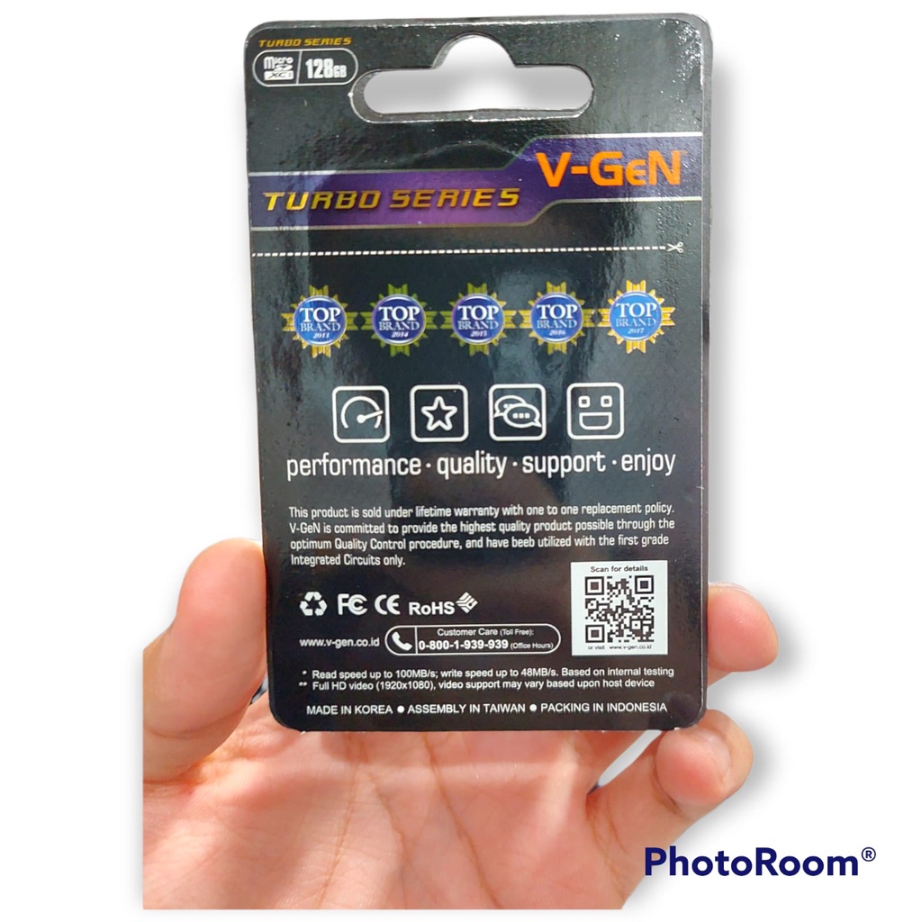 Memory Card V-GEN 128GB CLASS 10 100MBpS TURBO SERIES Memory VGEN Micro SD Card GARANSI SEUMUR HIDUP