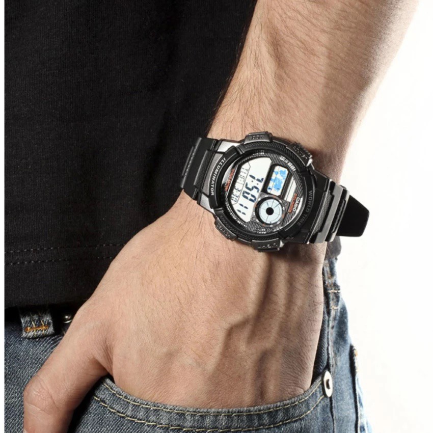 Casio Original AE-1000W-1B Jam Tangan Pria - Digital - Karet - Hitam Abu-Abu Muda