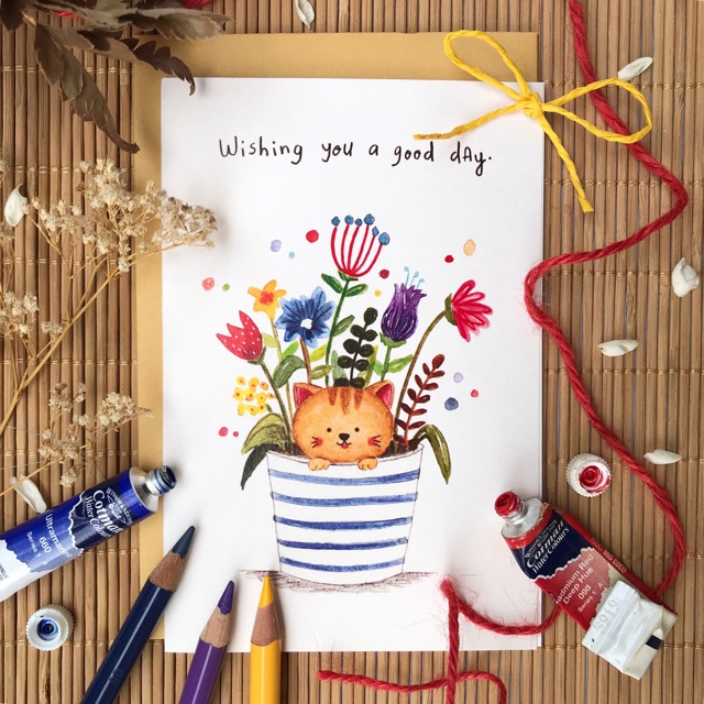 

Kartu ucapan watercolor lucu - good day by Mentol Art
