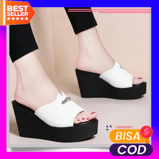 Qo78 Vi54 Wanita Wedges Casual Elegan Wejes Wedjes Weges Wejdes L Yy196 Sandal Kanara Sdw308 - Hita 