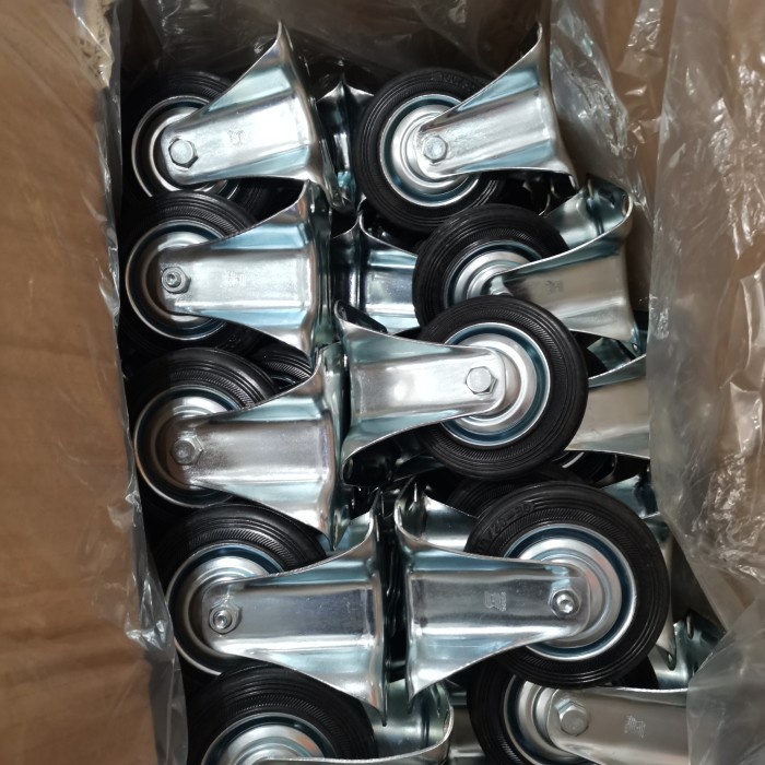 Roda gerobak 4" mati roda karet 4 inch roda troli roda troly