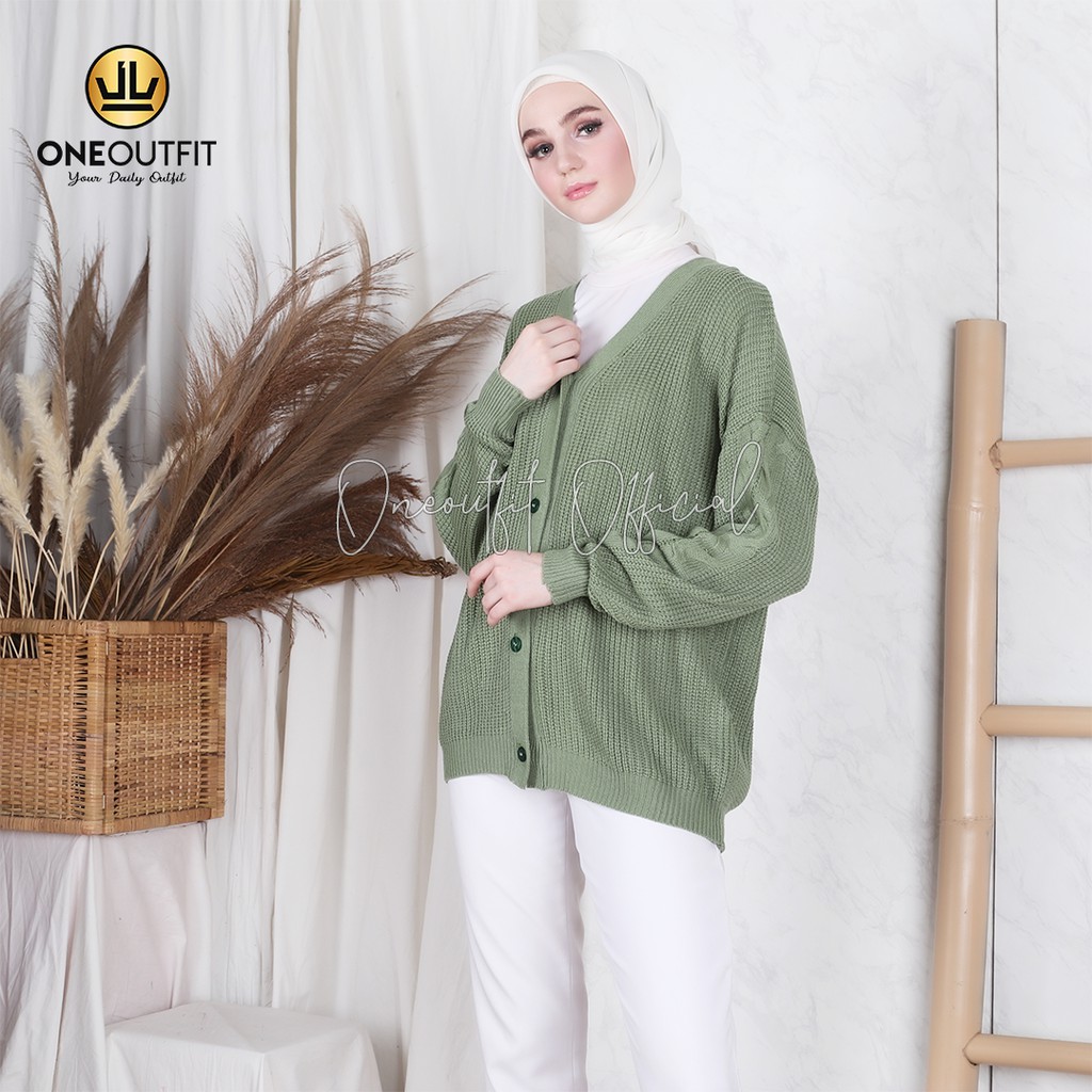Cardigan Rajut Carissa Oversize Cardy Wanita Outerwear Kardigan Polos Big Size Outer Jumbo M L XL-Mint