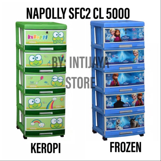 Lemari Plastik 5 Susun merk Napolly / Laci Napolly SFC2 Frozen / Keropi
