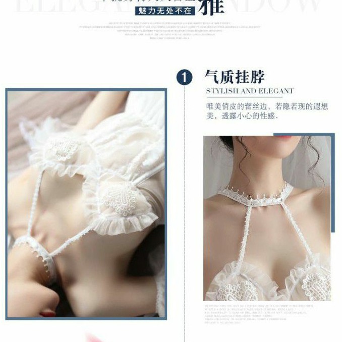 《Phiphii》PREMIUM Sexy Lingerie Wedding Bride Set Crown + Stocking Cosplay Bridal Shower