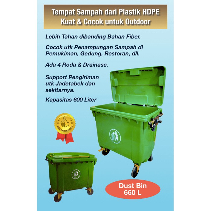 Tempat Sampah 660 L (Dust Bin ) Bahan Plastik HDPE