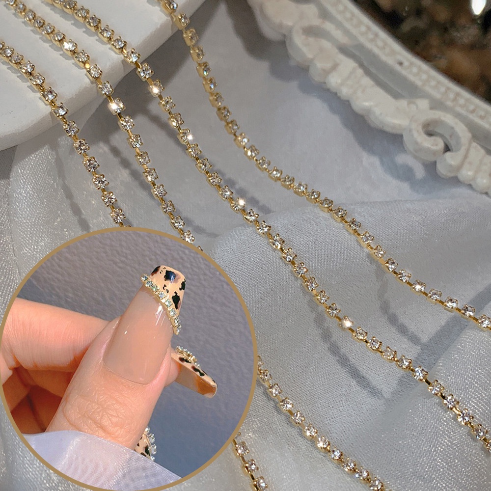 Mxbeauty Rantai Berlian Imitasi 3d Aneka Warna Bahan Metal Gaya Jepang Untuk Dekorasi Nail Art