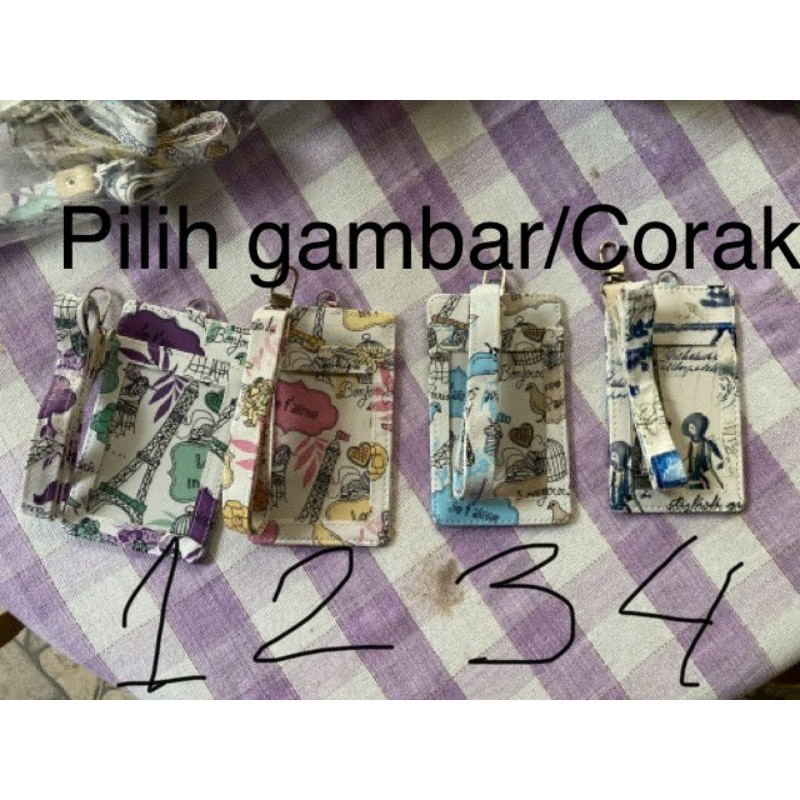 

Id card name tag kulit kalep non magnet bercorak plus tali