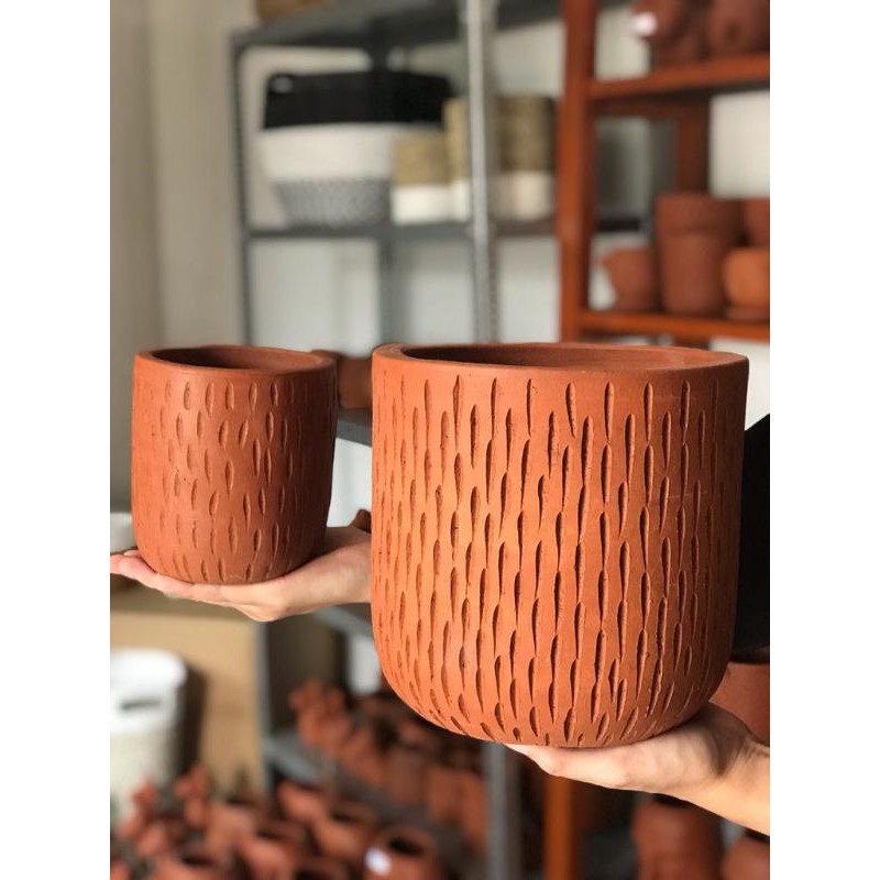 pot terakota terracota gerabah tanah liat rintik hujan | Shopee Indonesia