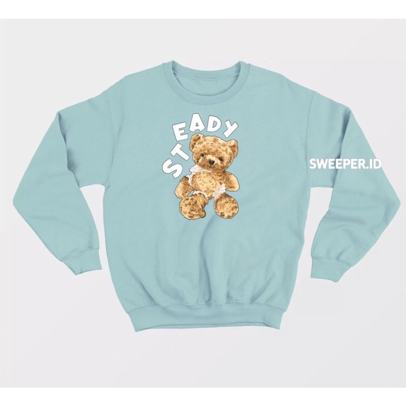 SWEATER STEADY BEAR SABLON PRINTING BAHAN FLEECE