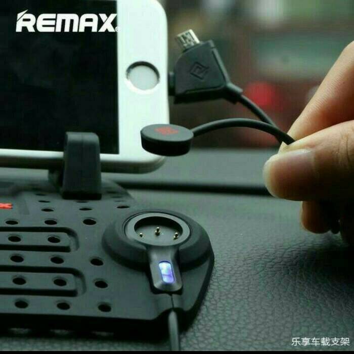 Remax car holder super flexible / enjoy stand + kabel charger 2 in 1 Original