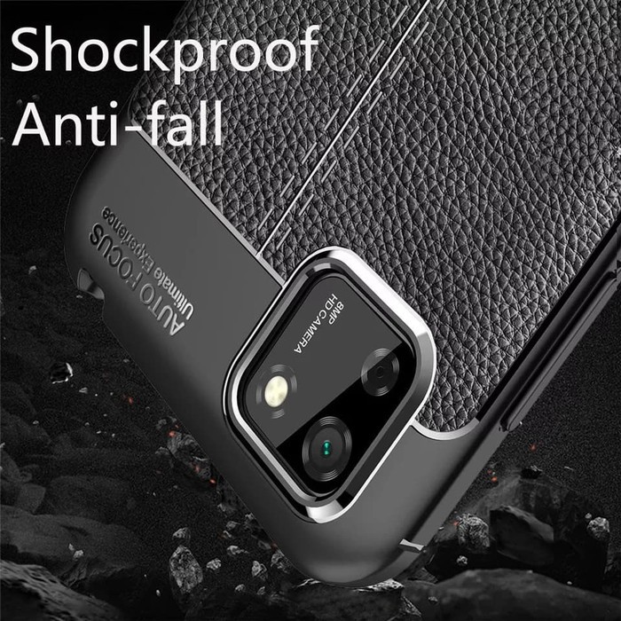 Soft Case Oppo A15s Ultra Slim Auto Focus Leather Premium Casing + Tempered Glass Full Layar