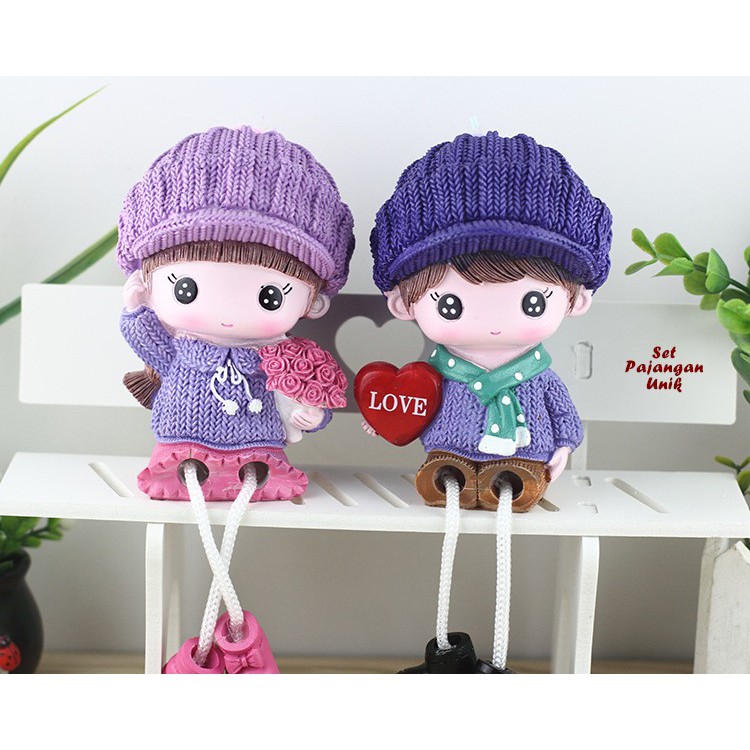 Set Pajangan Unik Couple 1 set isi sepasang boneka dan 1 bangku