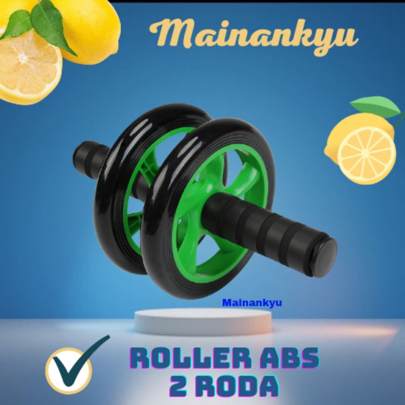 (MAINANKYU) AB Roller ABS Wheel Double Alat Bantu Gym Push Up Roda Fitness Free Matras